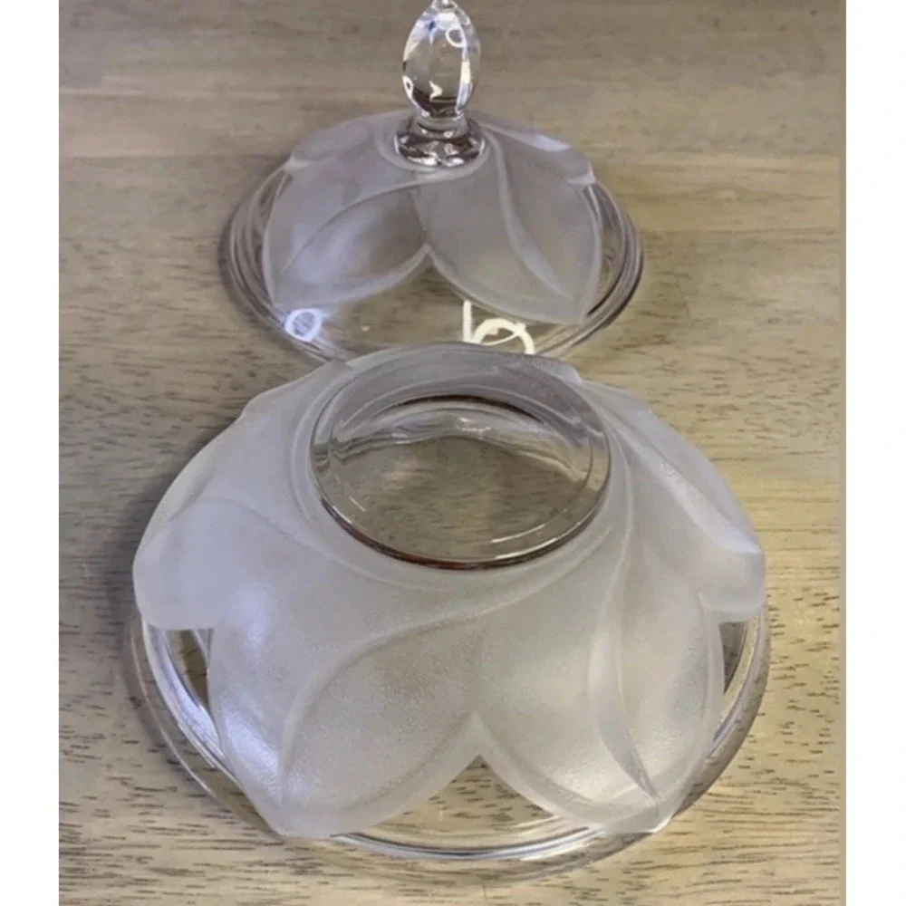Vintage Cristal D'Arques *Clear & Frosted* Leaded Crystal Candy Dish With Lid